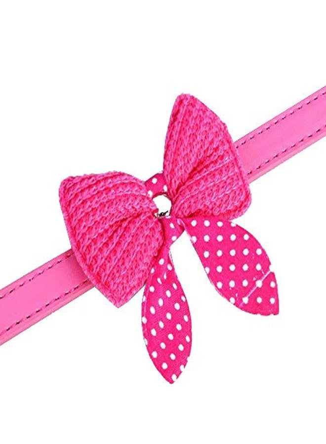 Nema NM Nema Knit Bowknot Adjustable Leather Pet Collars Necklace - Pink - Image 3